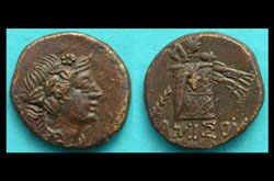 Pontos, Amisos, Dionysos with Cista Mystica reverse
